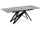 Стол стеклянный, Блэкберн 140(200)х80 кристл серый мрамор / черный