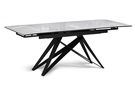 Стол стеклянный, Блэкберн 140(200)х80 кристл белый мрамор / черный