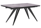 Стол стеклянный, Дарвин 140(200)х80 серый мрамор / черный
