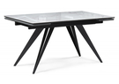 Стол стеклянный, Дарвин 140(200)х80 белый мрамор / черный