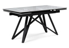 Стол стеклянный, Вилсон 140(200)х80 белый мрамор / черный
