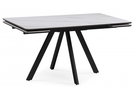 Керамический стол, Вилли 140(200)х80 белый мрамор snow white / черный