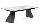 Стол стеклянный, Денхольм 240(290)х100х75 белый мрамор / черный