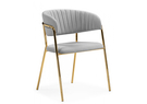 Стул на металлокаркасе, Kamelia велюр светло-серый / золотой