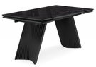 Стол стеклянный, Вейв 140(200)х80 черный мрамор / черный