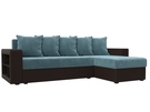 Диван угловой Дубай Лайт угол универсальный, Велюр;Экокожа, Бирюзовый;Коричневый