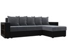Диван угловой Дубай Лайт угол универсальный, Велюр;Экокожа, Серый;Черный