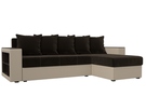 Диван угловой Дубай Лайт угол универсальный, Микровельвет;Экокожа, Коричневый;Бежевый