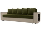 Диван прямой Дубай Лайт, Микровельвет;Экокожа, Зеленый;Бежевый