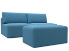 Диван прямой модульный с пуфом Лига-060 НПБ, Рогожка, Амур 10 голубой