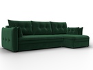 Диван угловой Лига-100 НПБ угол универсальный, Велюр, SEVEN 626 зеленый