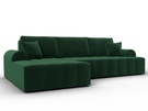 Диван угловой Лига-080 угол левый, Велюр, SEVEN 626 зеленый