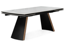 Керамический стол, Симмонс 180(260)x90 statuario titan gloss / черный / орех дуб монтана
