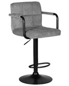 Стул барный DOBRIN KRUGER ARM BLACK, серый вельвет (LAR-E2041-25)