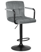 Стул барный DOBRIN KRUGER ARM BLACK, серый велюр (MJ9-75)