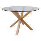 Стол DOLCE NEW, d 120*75, (стекло/дуб натуральный), Прозрачный / дуб