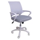 Кресло рабочее, поворотное RICCI NEW, white, ткань/сетка, светло-серый, Светло-серый + белый / белый