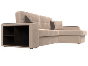 Диван угловой Брюссель правый угол, Велюр, Seven 729 бежевый;Seven 727 коричневый