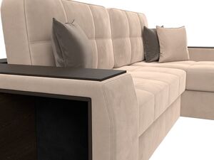 Диван угловой Брюссель правый угол, Велюр, Seven 729 бежевый;Seven 727 коричневый