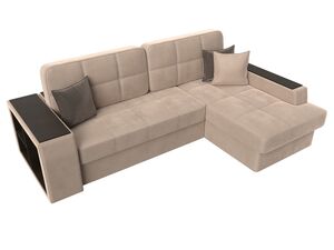Диван угловой Брюссель правый угол, Велюр, Seven 729 бежевый;Seven 727 коричневый