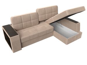 Диван угловой Брюссель правый угол, Велюр, Seven 729 бежевый;Seven 727 коричневый