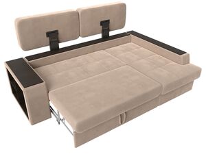 Диван угловой Брюссель правый угол, Велюр, Seven 729 бежевый;Seven 727 коричневый