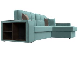 Диван угловой Брюссель правый угол, Велюр, Seven 113 бирюзовый;Seven 727 коричневый