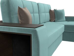 Диван угловой Брюссель правый угол, Велюр, Seven 113 бирюзовый;Seven 727 коричневый