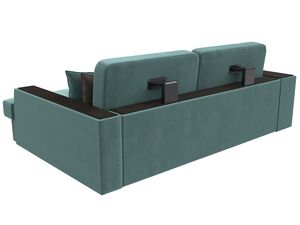 Диван угловой Брюссель правый угол, Велюр, Seven 113 бирюзовый;Seven 727 коричневый