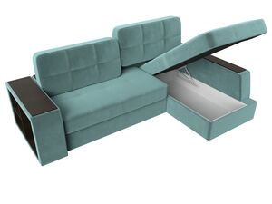 Диван угловой Брюссель правый угол, Велюр, Seven 113 бирюзовый;Seven 727 коричневый
