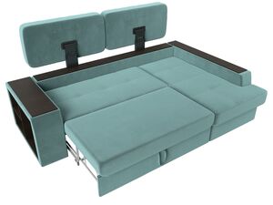 Диван угловой Брюссель правый угол, Велюр, Seven 113 бирюзовый;Seven 727 коричневый