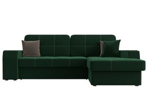 Диван угловой Брюссель правый угол, Велюр, Seven 626 зеленый;Seven 727 коричневый
