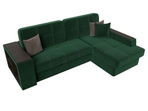 Диван угловой Брюссель правый угол, Велюр, Seven 626 зеленый;Seven 727 коричневый