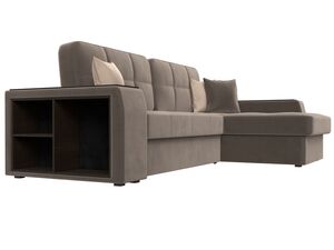 Диван угловой Брюссель правый угол, Велюр, Seven 727 коричневый;Seven 729 бежевый