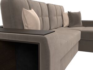 Диван угловой Брюссель правый угол, Велюр, Seven 727 коричневый;Seven 729 бежевый