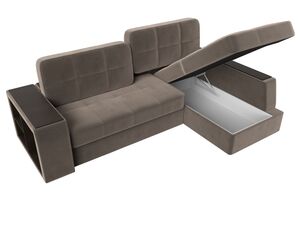Диван угловой Брюссель правый угол, Велюр, Seven 727 коричневый;Seven 729 бежевый