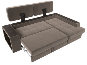 Диван угловой Брюссель правый угол, Велюр, Seven 727 коричневый;Seven 729 бежевый