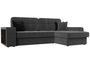 Диван угловой Брюссель правый угол, Велюр, Seven 17 серый;Seven 35 черный