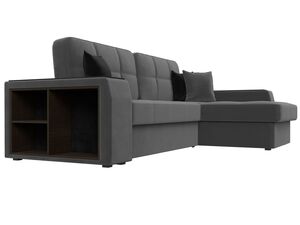 Диван угловой Брюссель правый угол, Велюр, Seven 17 серый;Seven 35 черный