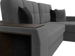 Диван угловой Брюссель правый угол, Велюр, Seven 17 серый;Seven 35 черный
