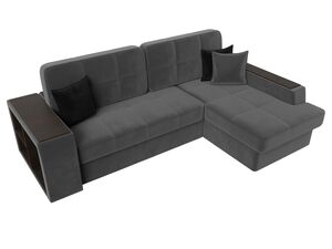 Диван угловой Брюссель правый угол, Велюр, Seven 17 серый;Seven 35 черный
