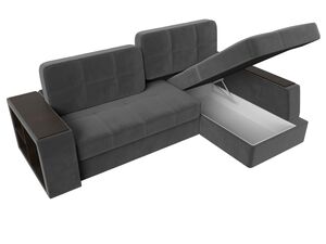 Диван угловой Брюссель правый угол, Велюр, Seven 17 серый;Seven 35 черный