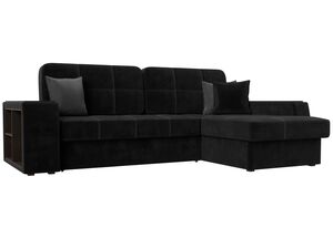 Диван угловой Брюссель правый угол, Велюр, Seven 35 черный;Seven 17 серый