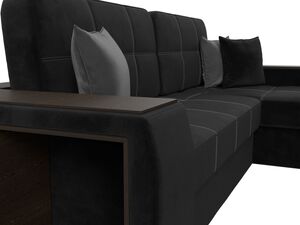 Диван угловой Брюссель правый угол, Велюр, Seven 35 черный;Seven 17 серый