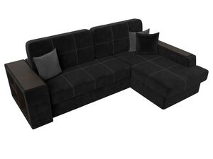 Диван угловой Брюссель правый угол, Велюр, Seven 35 черный;Seven 17 серый