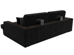 Диван угловой Брюссель правый угол, Велюр, Seven 35 черный;Seven 17 серый