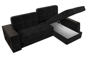 Диван угловой Брюссель правый угол, Велюр, Seven 35 черный;Seven 17 серый
