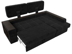 Диван угловой Брюссель правый угол, Велюр, Seven 35 черный;Seven 17 серый