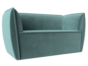 Диван кухонный прямой Бергамо 2-х местный, Велюр, SEVEN 113 бирюзовый