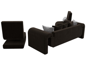 Набор Волна-1 (диван, 2 кресла), Микровельвет;Велюр, коричневый;серый